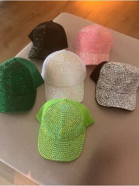 Sparkling Rhinestone Baseball Caps - Assorted Colors